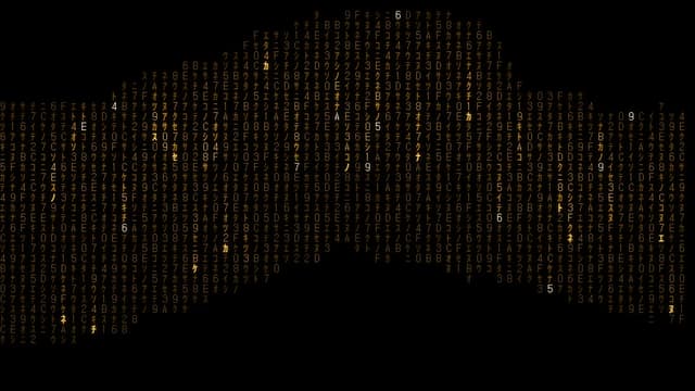 Amber ASCII Code Rain Background — ASCII art photo-effect recipe by DHxWhy